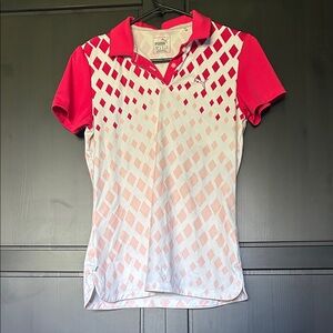 Puma Pink and White Diamond Polo Shirt